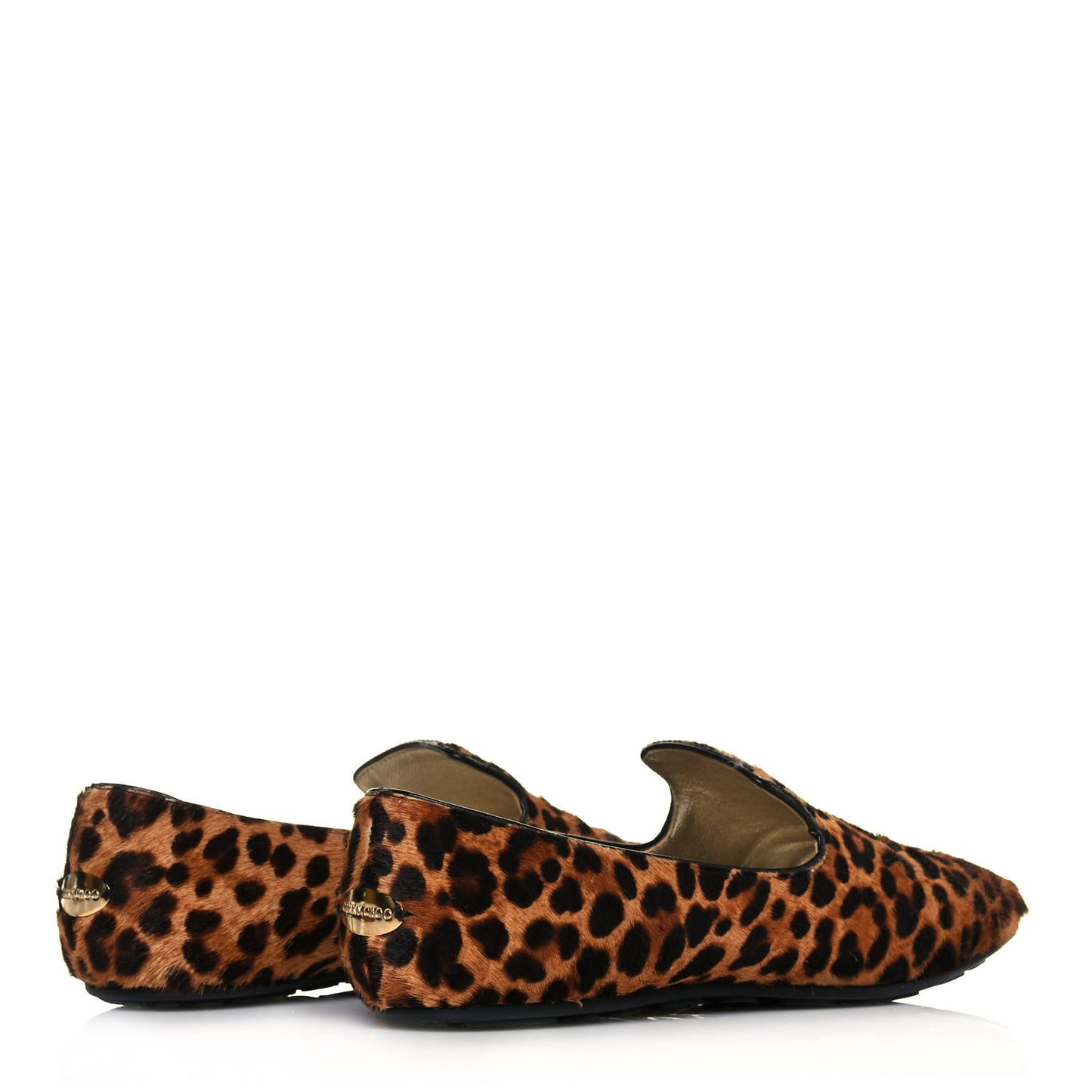 Pony Hair Leopard Print Wheel Jazz Flats 37.5 Brown