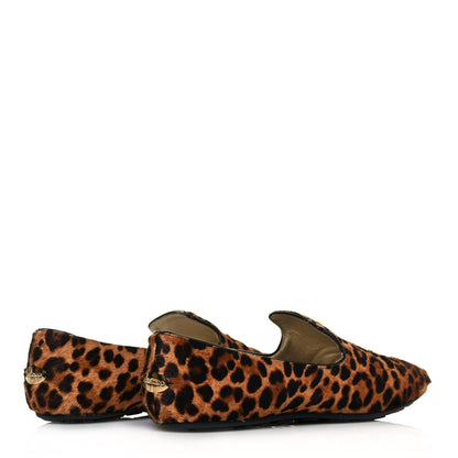 Jimmy Choo Pony Hair Leopard Print Wheel Jazz Flats 37.5 Brown 4 of 9
