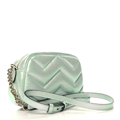 Gucci Iridescent Nappa Chevron Matelasse Small GG Marmont Chain Shoulder Bag Iridescent Salvy Green 3 of 11