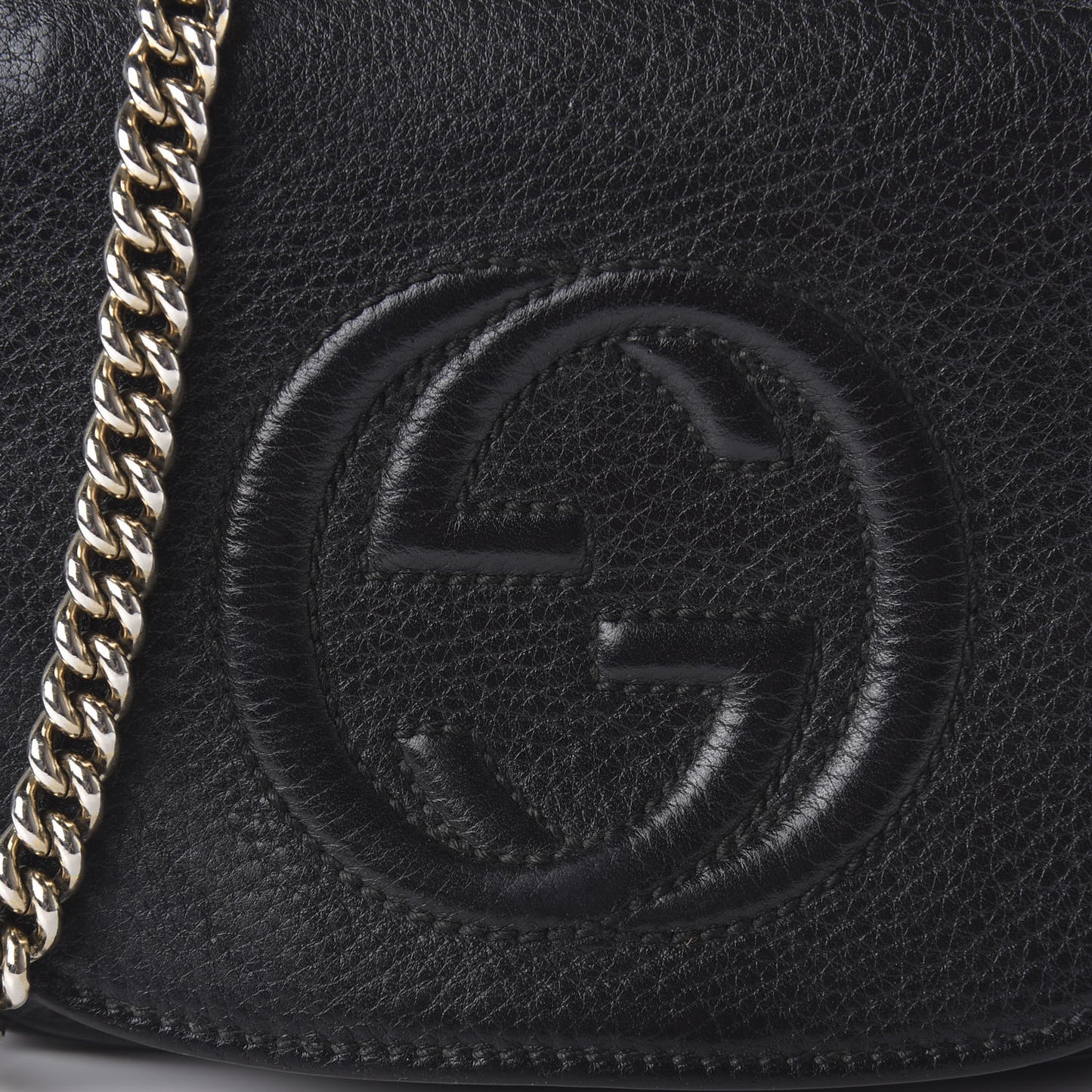 Pebbled Calfskin Small Soho Flap Crossbody Black