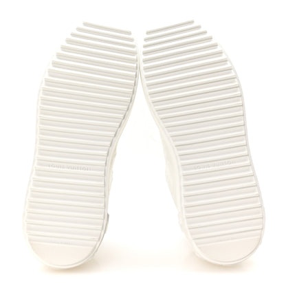Louis Vuitton Calfskin Debossed Nylon Monogram Time Out Sneakers 36 White 6 of 9