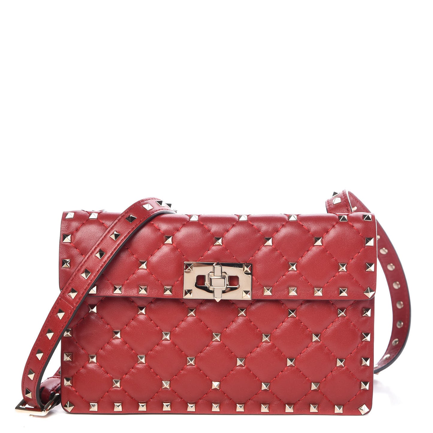 Nappa Rockstud Spike Crossbody Bag Rosso Valentino