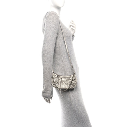 Balenciaga Strass Suede Metallic Nappa Le Cagole Mini Purse With Chain Grey 2 of 12