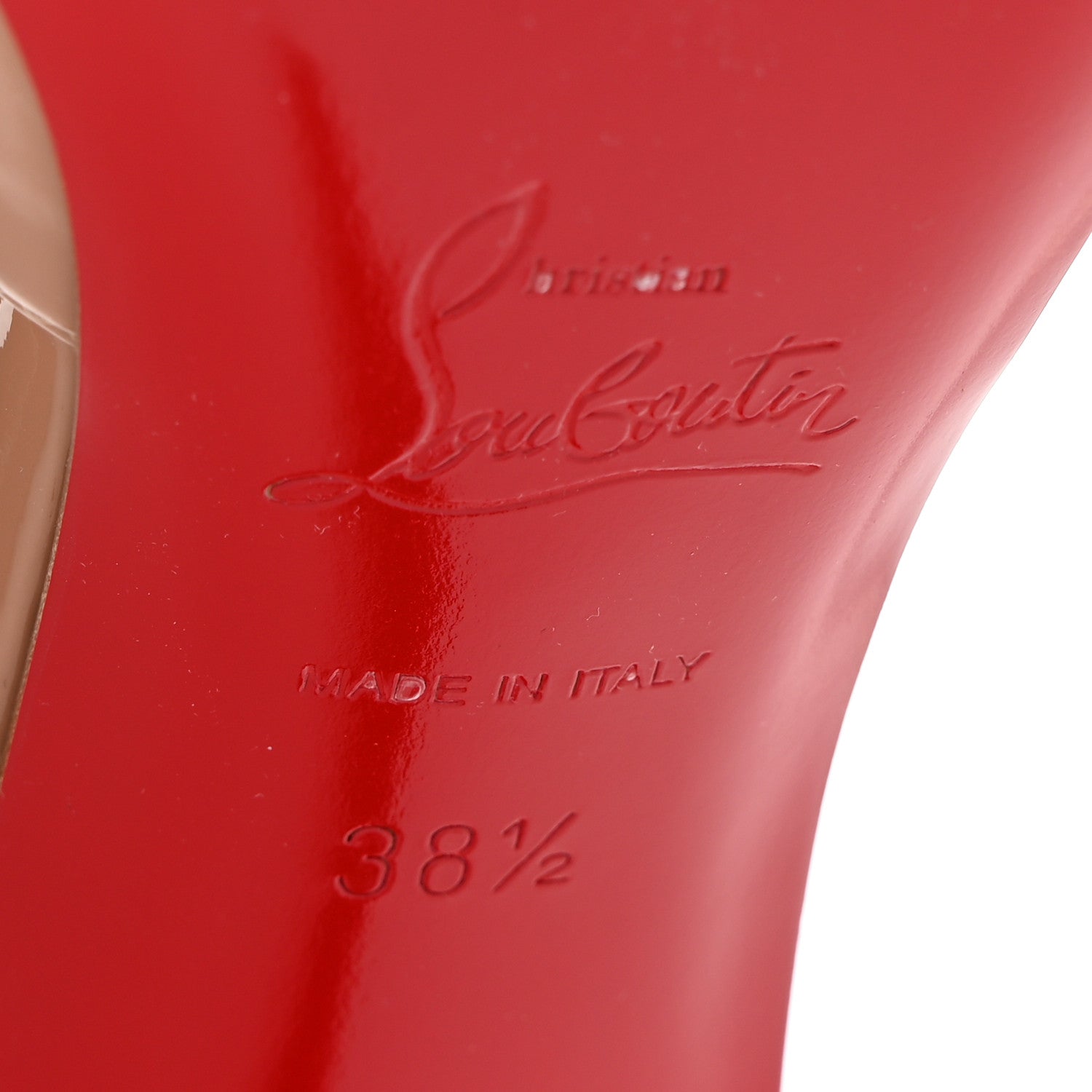 Christian Louboutin Patent Lock Strap 85 Pumps 38.5 Nude 7 of 7