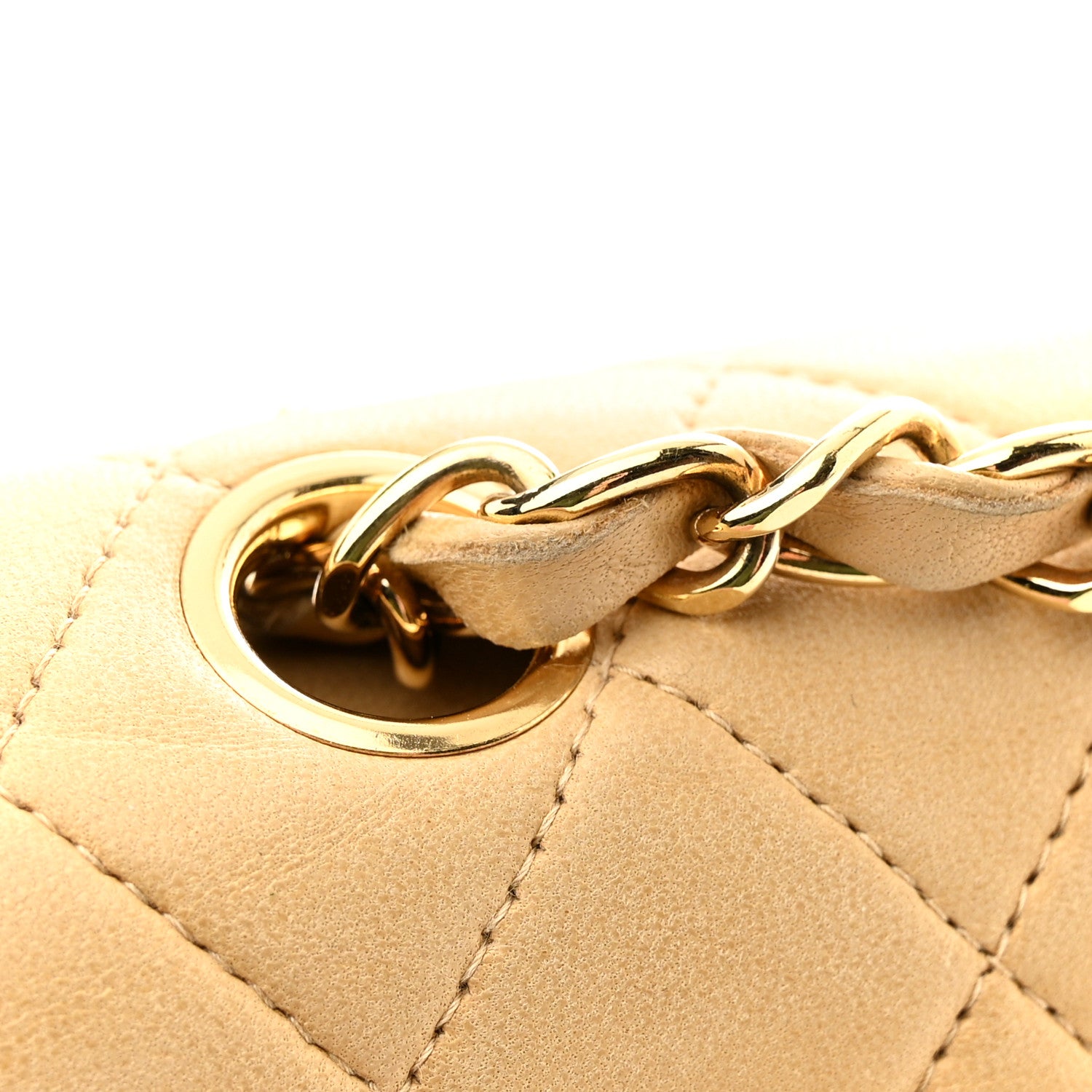 Chanel Lambskin Quilted Medium Double Flap Beige 13 of 14