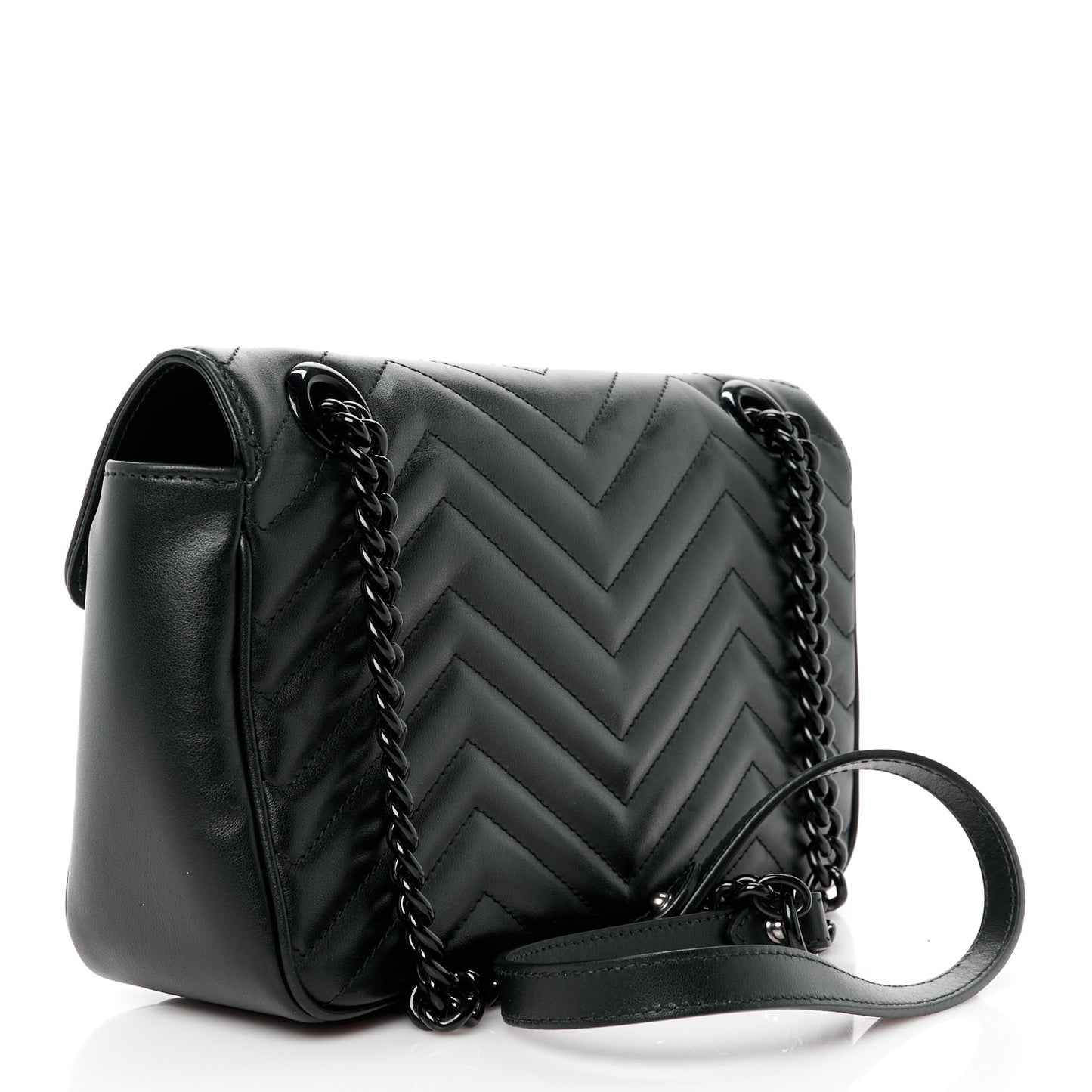Calfskin Matelasse Monochrome Small GG Marmont Shoulder Bag Black
