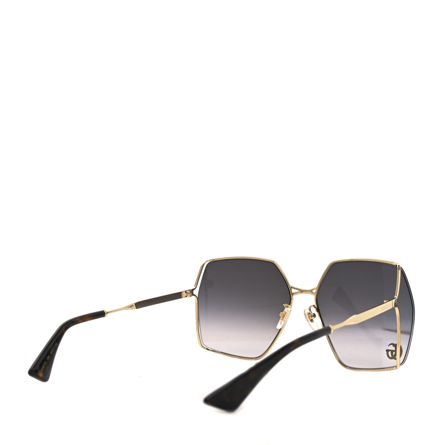 Gucci Metal Square Frame Sunglasses GG0817S Gold Grey 4 of 7