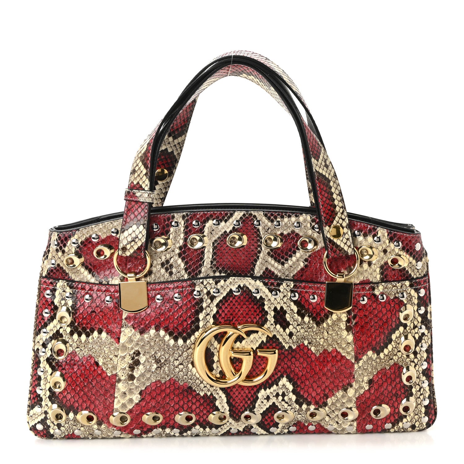 Gucci Snakeskin Large Arli Top Handle Bag Pink Beige 1 of 10