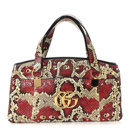 Gucci Snakeskin Large Arli Top Handle Bag Pink Beige 1 of 10