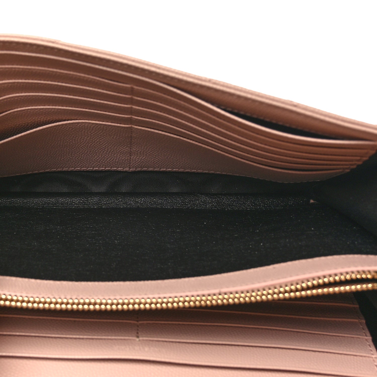 Saint Laurent Grain De Poudre Matelasse Chevron Monogram Chain Wallet Pale Pink 6 of 10