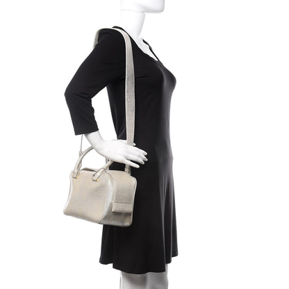 Delvaux Metallic Crispy Calfskin Cool Box Satchel Antique Silver 2 of 10