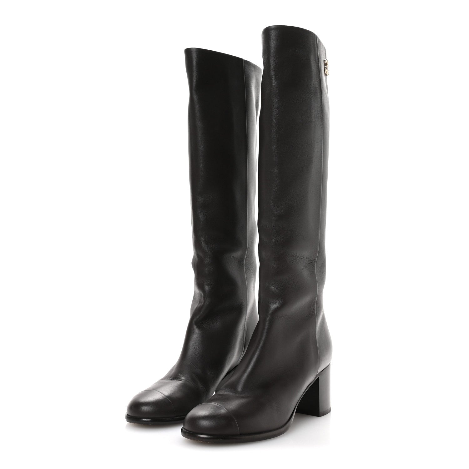 Chanel Calfskin CC High Boots 35.5 Dark Brown 4 of 8