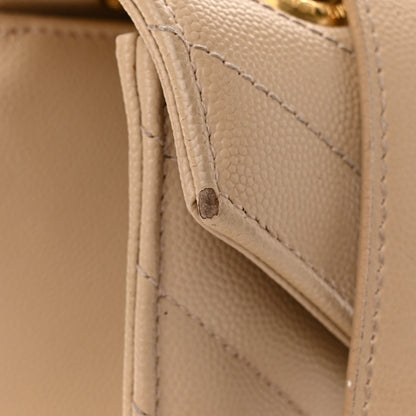 Saint Laurent Grain De Poudre Matelasse Chevron Large Monogram Satchel Nude Powder 10 of 10