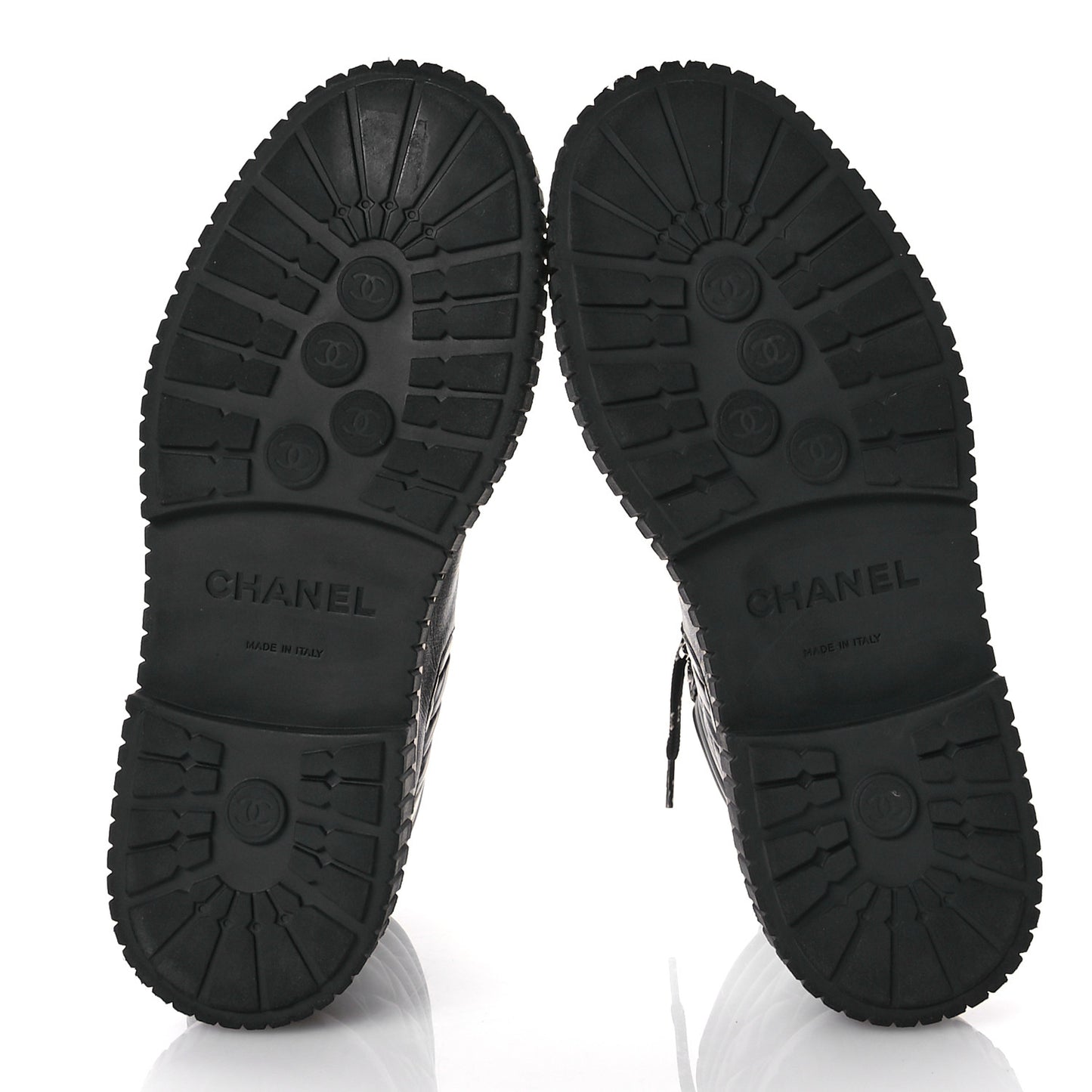 Calfskin Grosgrain Quilted Lace Up Boots 38 Black Grey