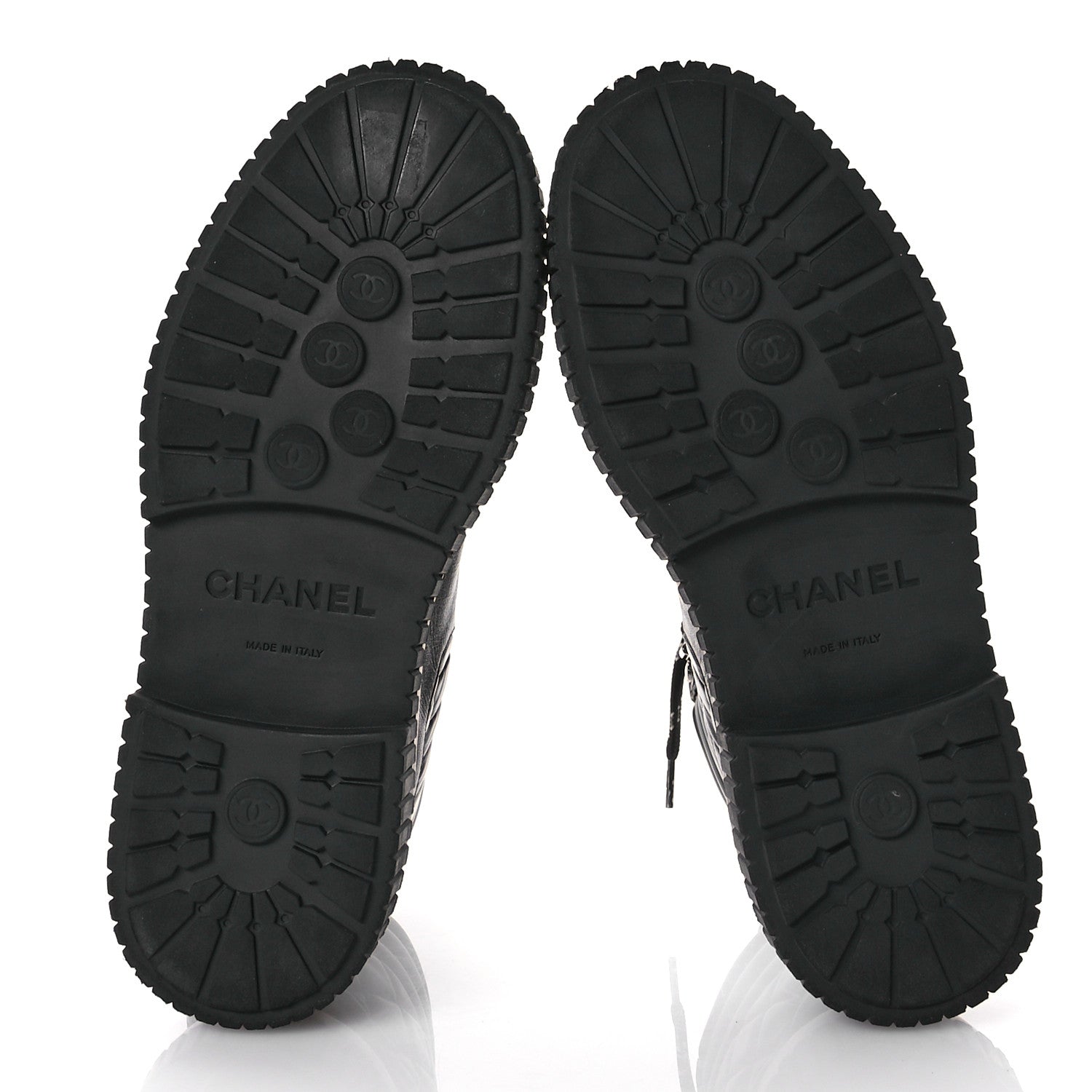 Chanel Calfskin Grosgrain Quilted Lace Up Boots 38 Black Grey 6 of 9