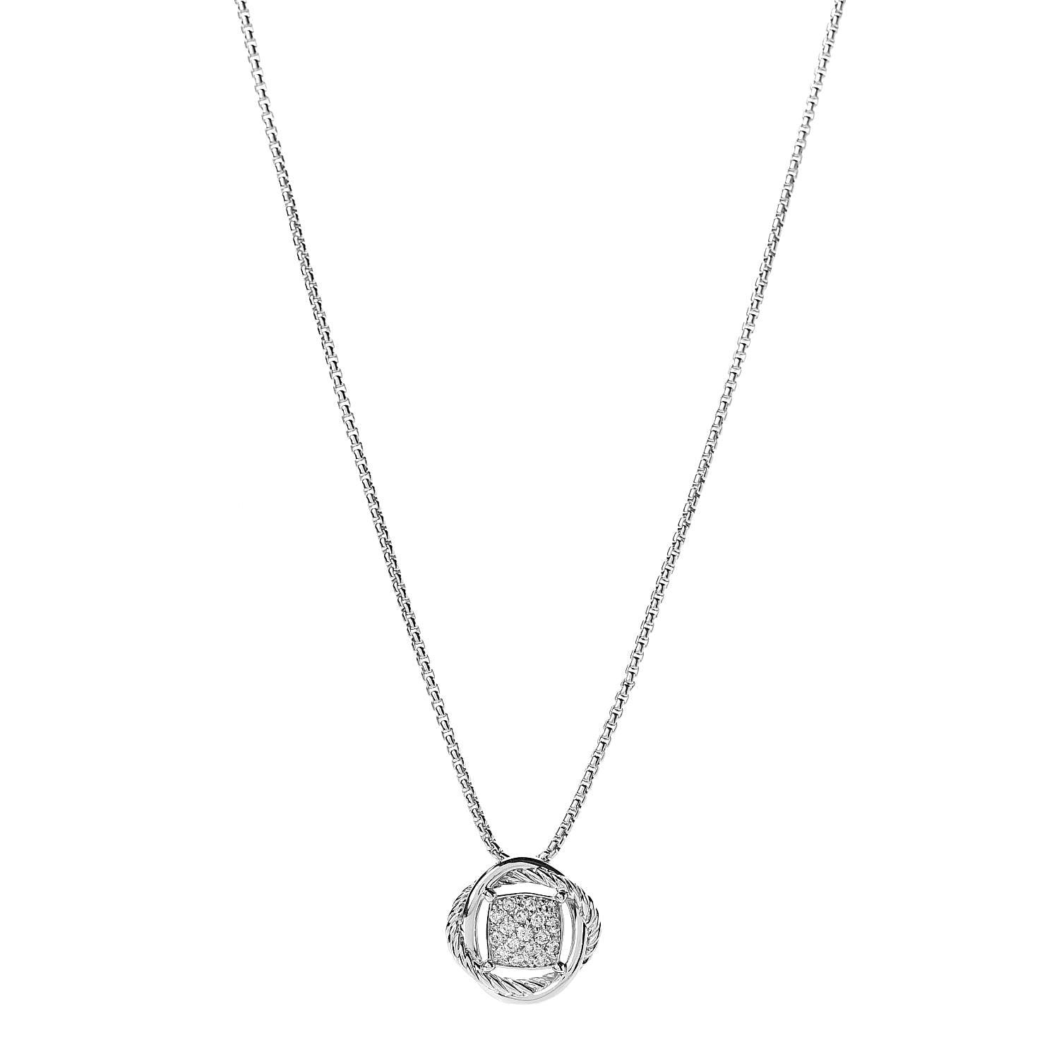 David Yurman Sterling Silver Diamond 7mm Infinity Pendant Necklace 1 of 4