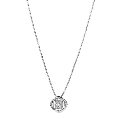 David Yurman Sterling Silver Diamond 7mm Infinity Pendant Necklace 1 of 4