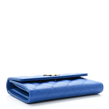Chanel Caviar Quilted Studded CC Medium Flap Wallet Blue 3 of 7