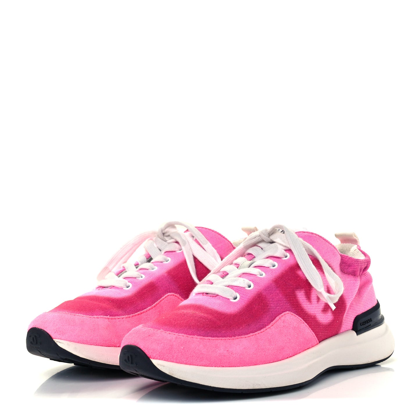 Denim Suede Calfskin Womens CC Sneakers 36 Pink