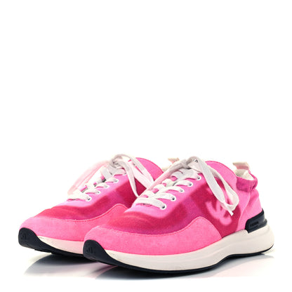 Chanel Denim Suede Calfskin Womens CC Sneakers 36 Pink 2 of 10