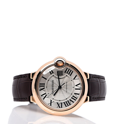 Cartier 18K Pink Gold Alligator 36mm Ballon Bleu De Cartier Automatic Watch 2 of 7
