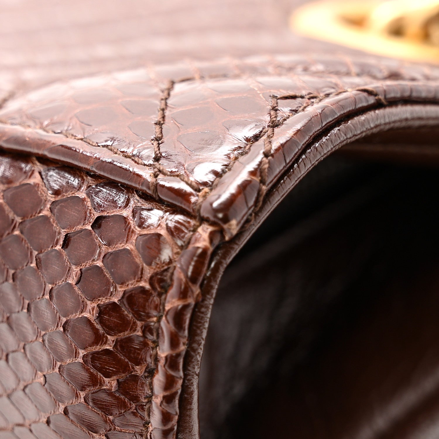 Gucci Snakeskin Matelasse Medium GG Marmont Slim Tote Brown 12 of 14