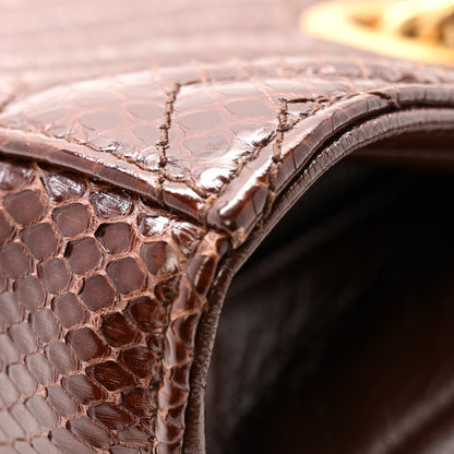 Gucci Snakeskin Matelasse Medium GG Marmont Slim Tote Brown 12 of 14