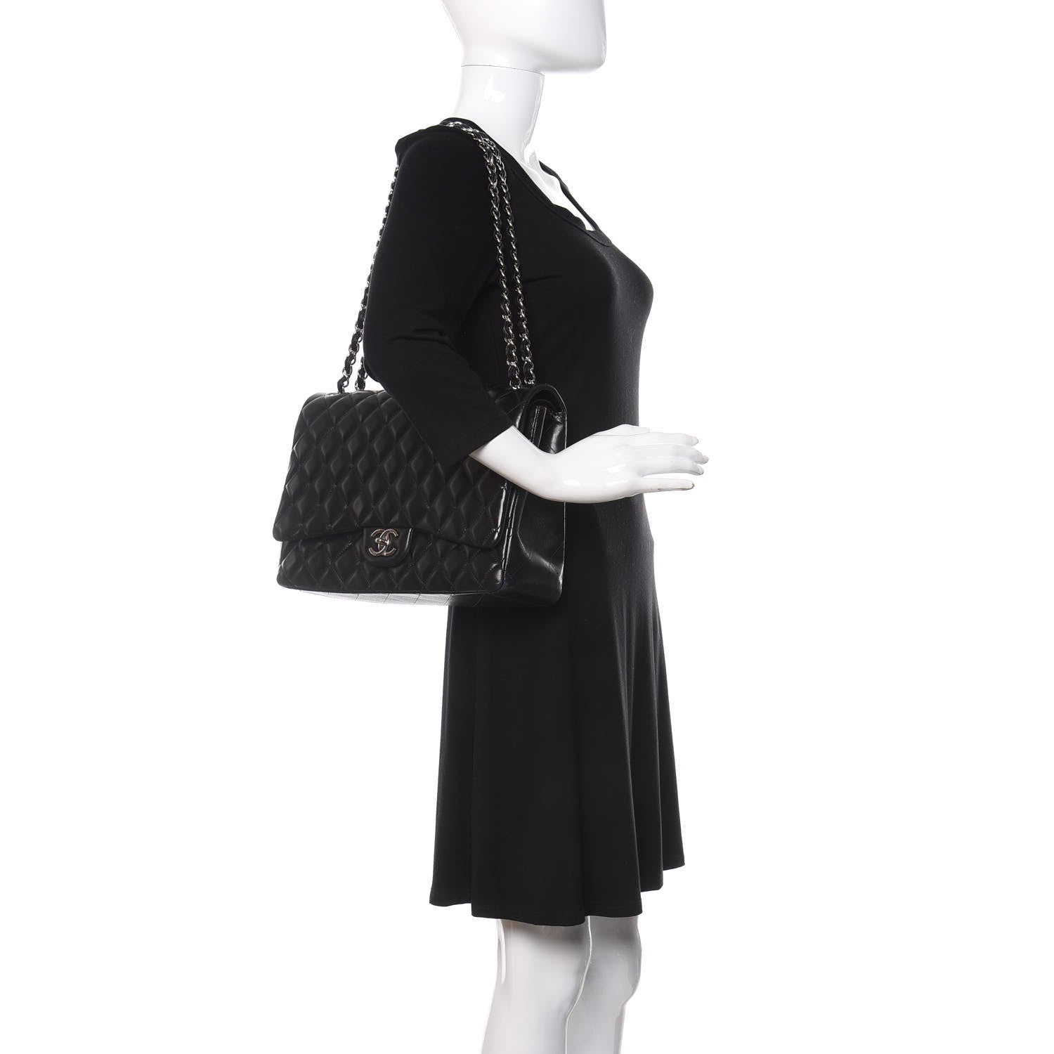 Chanel Lambskin Quilted Maxi Double Flap Black 2 of 19
