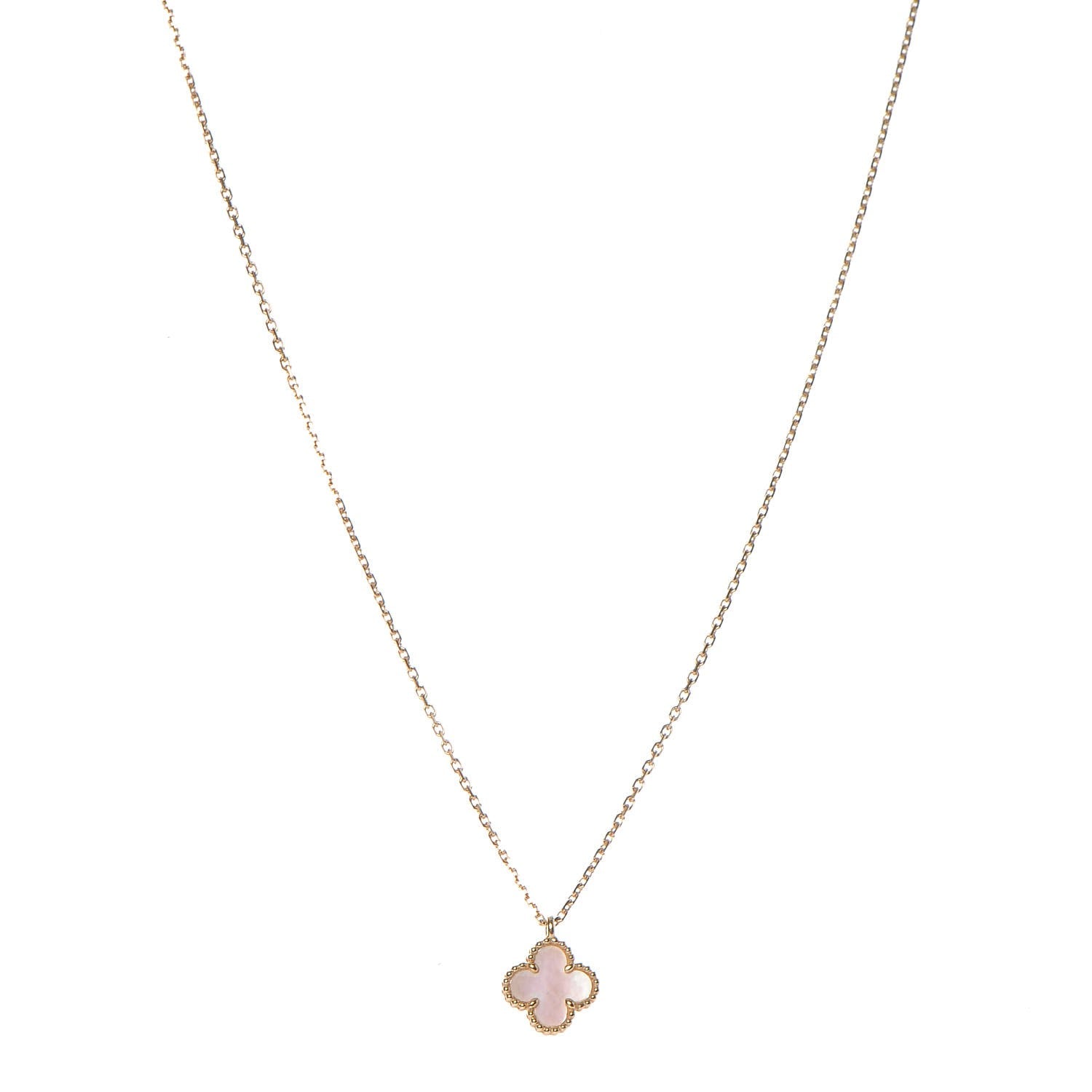 Van Cleef & Arpels 18K Yellow Gold Mother of Pearl Sweet Alhambra Pendant Necklace 1 of 8