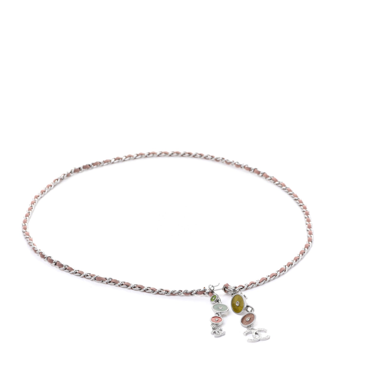 Chanel Lambskin Gripoix Poured Glass Crystal CC Charm Chain Belt Silver 1 of 7