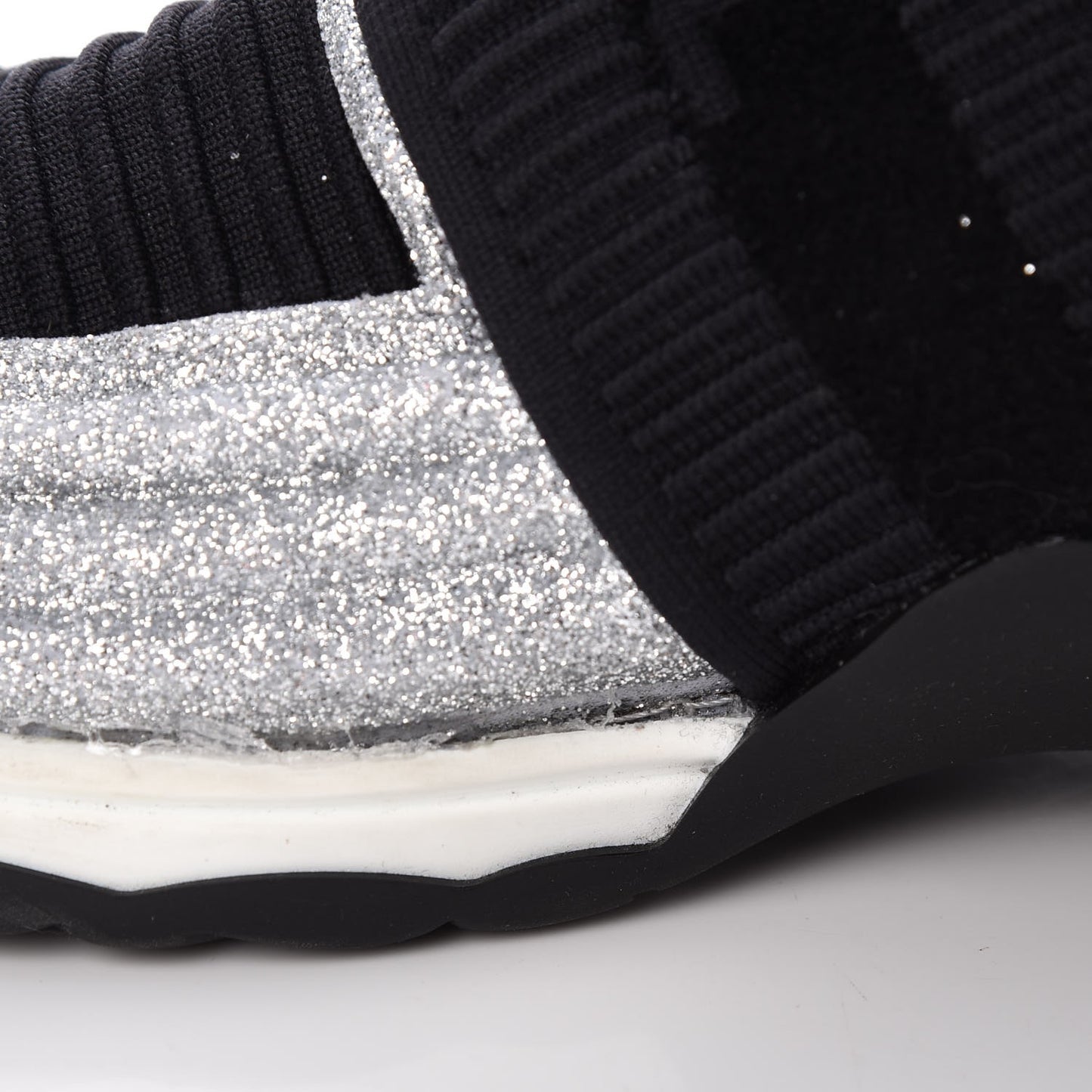 Glitter Stretch Fabric CC Sneakers 36 Black Silver
