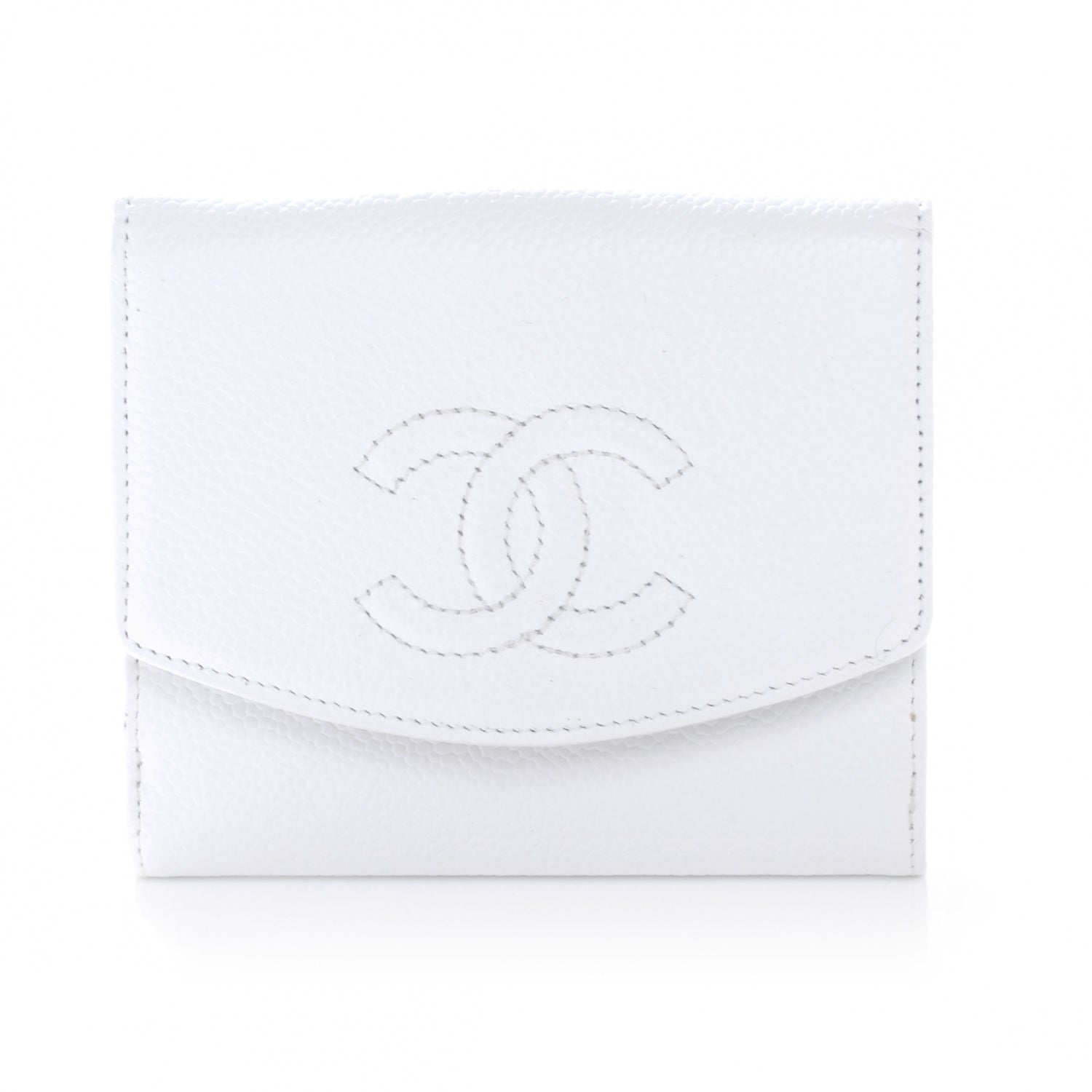 Chanel Caviar Compact Wallet White 1 of 8