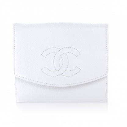 Chanel Caviar Compact Wallet White 1 of 8