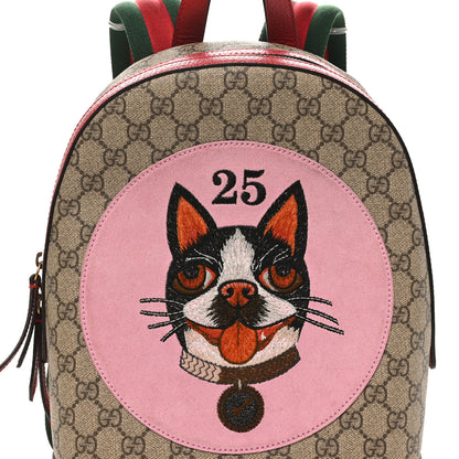 Gucci GG Supreme Monogram Web Bosco Patch Dome Backpack Beige Malva Hibiscus Red 7 of 10