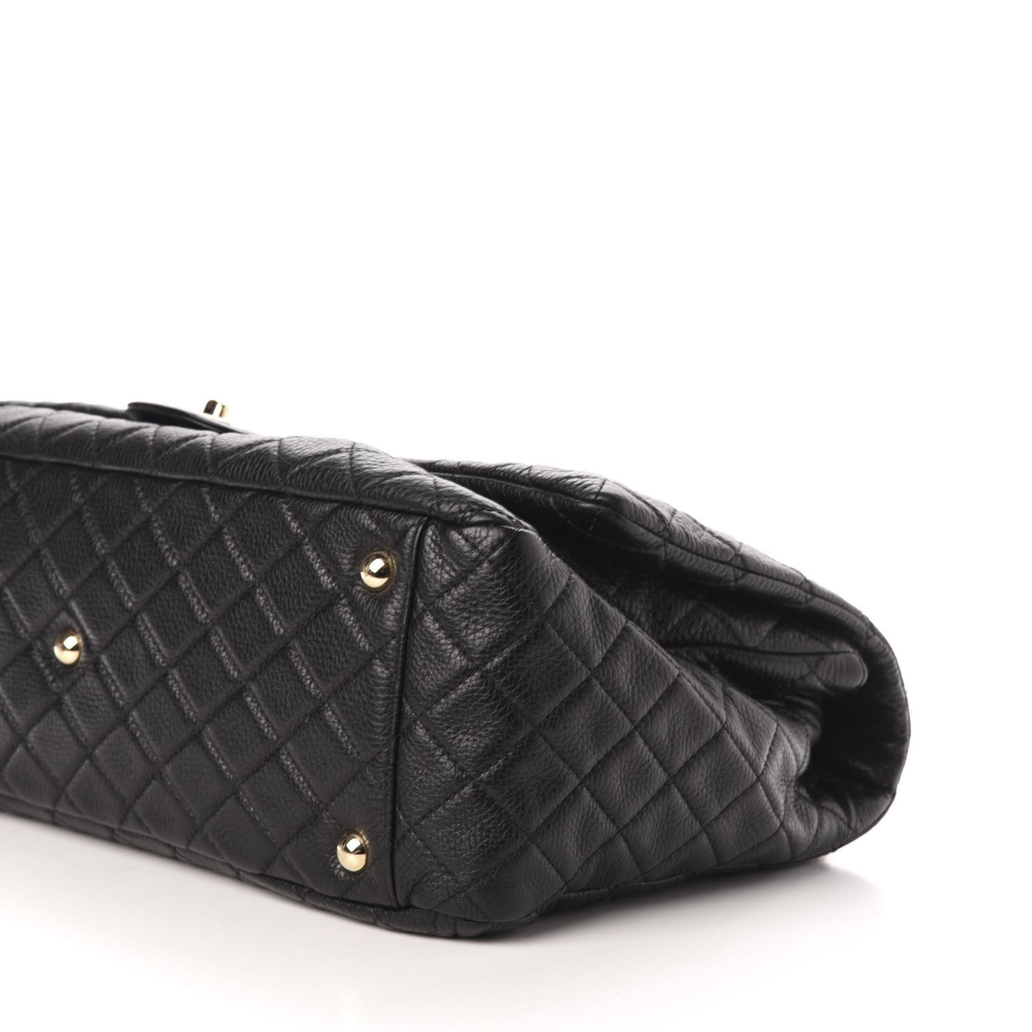 Calfskin Quilted XXL Travel Flap Bag Black
