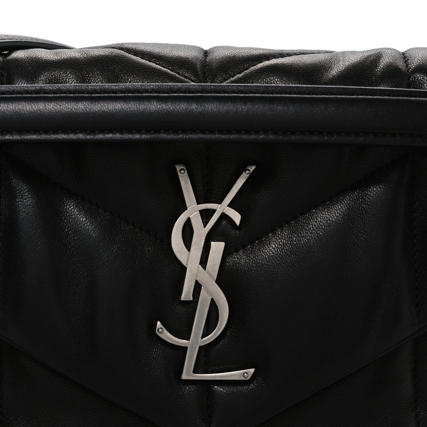 Lambskin Quilted Small Loulou Puffer Monogram Chain Satchel Black
