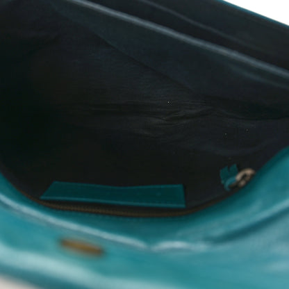 Balenciaga Agneau Giant 12 Rose Gold Hardware Envelope Clutch Turquoise 6 of 9