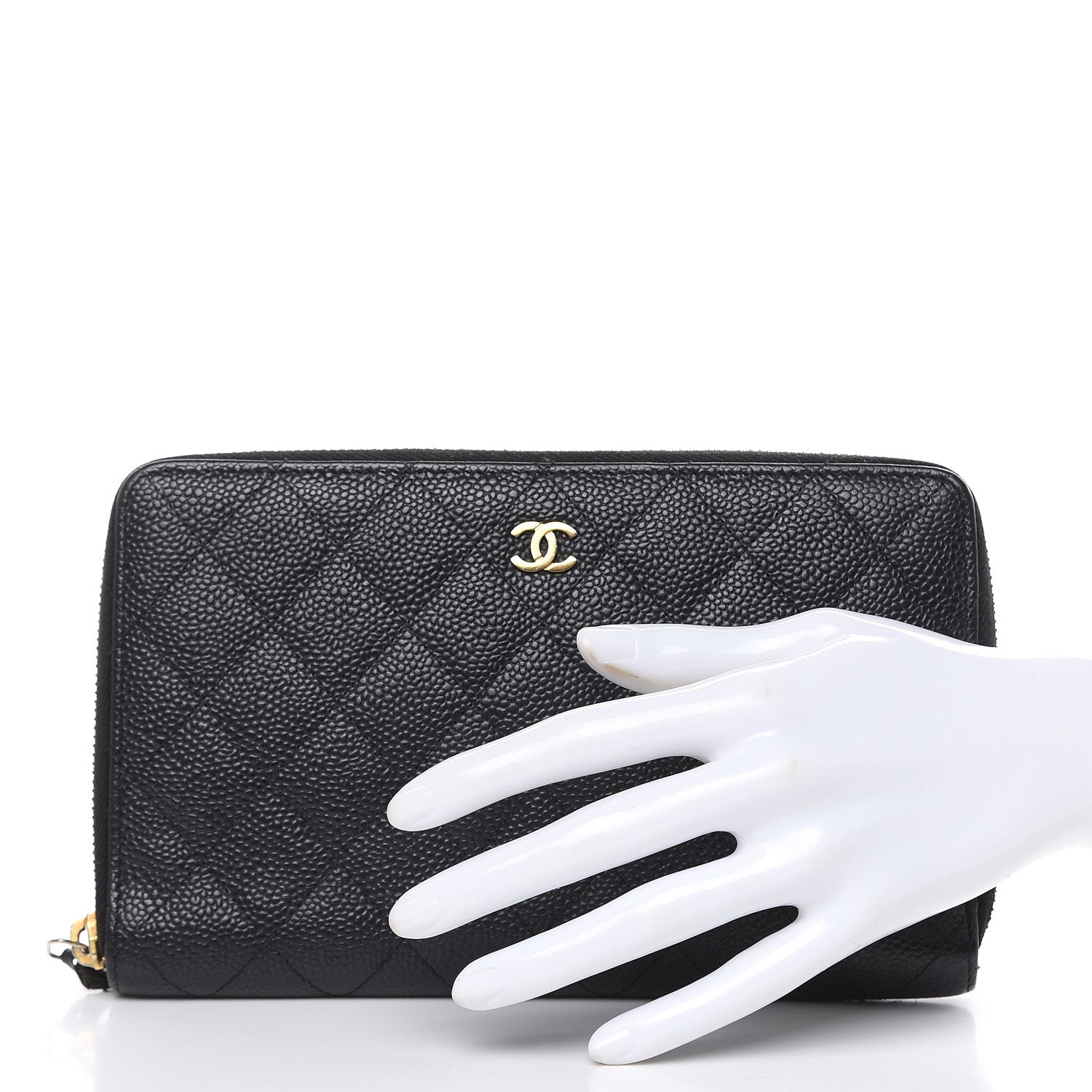 Chanel Caviar Quilted Large Zip Around Organizer Wallet Black 2 of 11