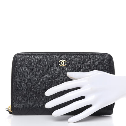 Chanel Caviar Quilted Large Zip Around Organizer Wallet Black 2 of 11