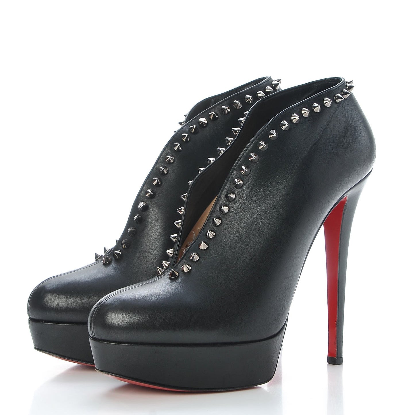 Calfskin Studded Miss Fast Plato 140 Platform Booties 39 Black