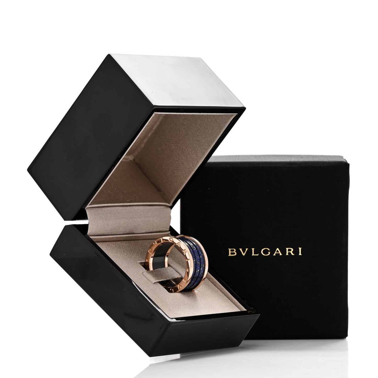 18K Rose Gold Lapis Lazuli B.Zero1 Four-Band Ring 56 7.5