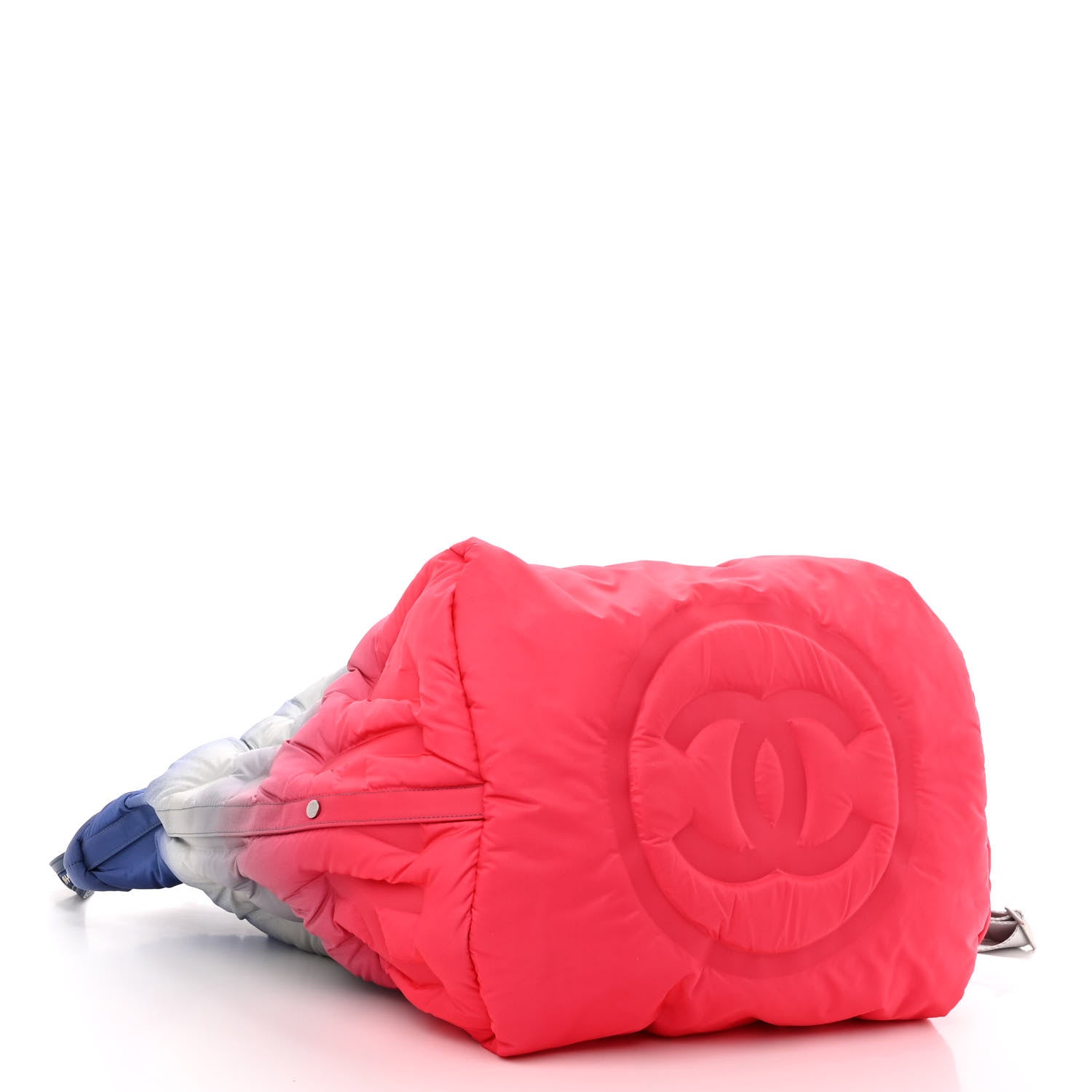 Chanel Nylon Embossed Large Doudoune Bowling Bag Pink Blue White 4 of 10