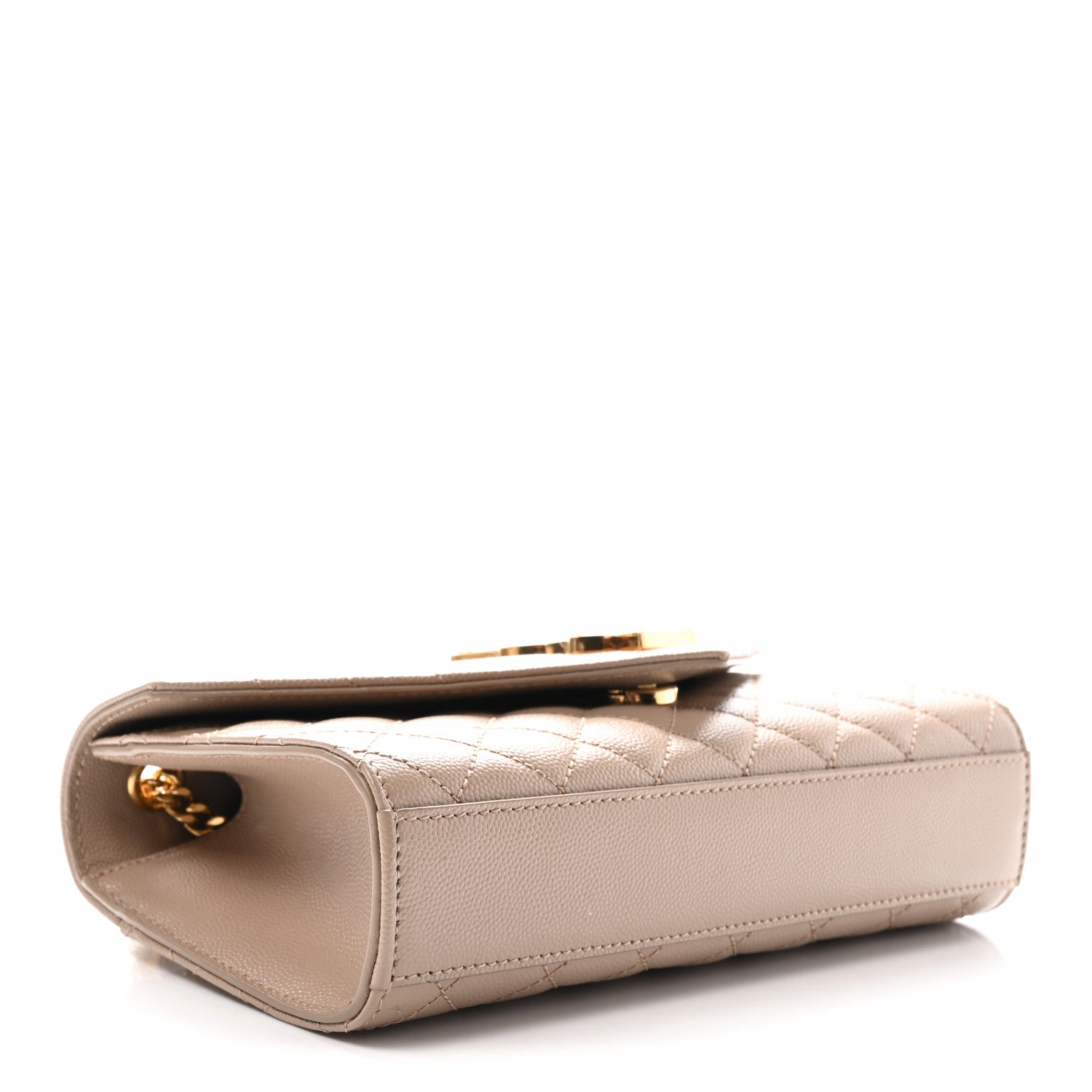 Saint Laurent Grain De Poudre Textured Mixed Matelasse Triquilt Small Monogram Satchel Dark Beige 4 of 9