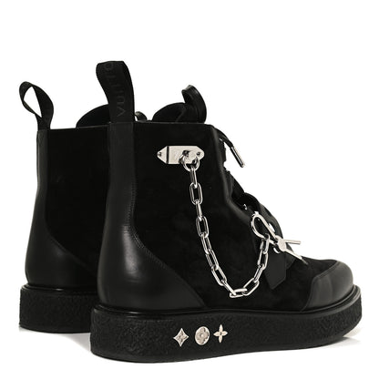 Louis Vuitton Calfskin Suede Mens Creeper Ankle Boots 9.5 Black 4 of 8