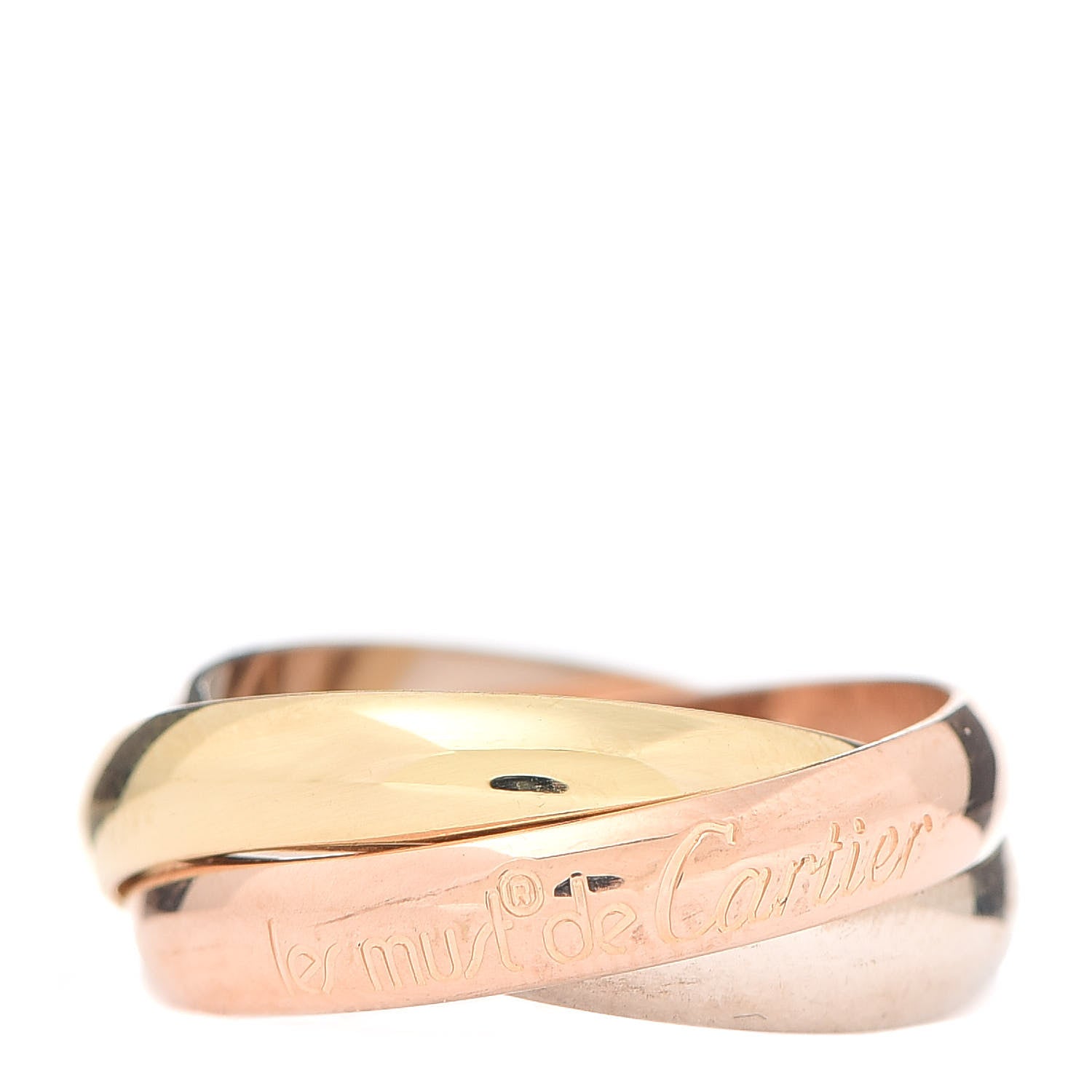 Cartier 18K Pink Yellow White Gold Classic Les Must De Trinity Ring 51 5.75 1 of 6