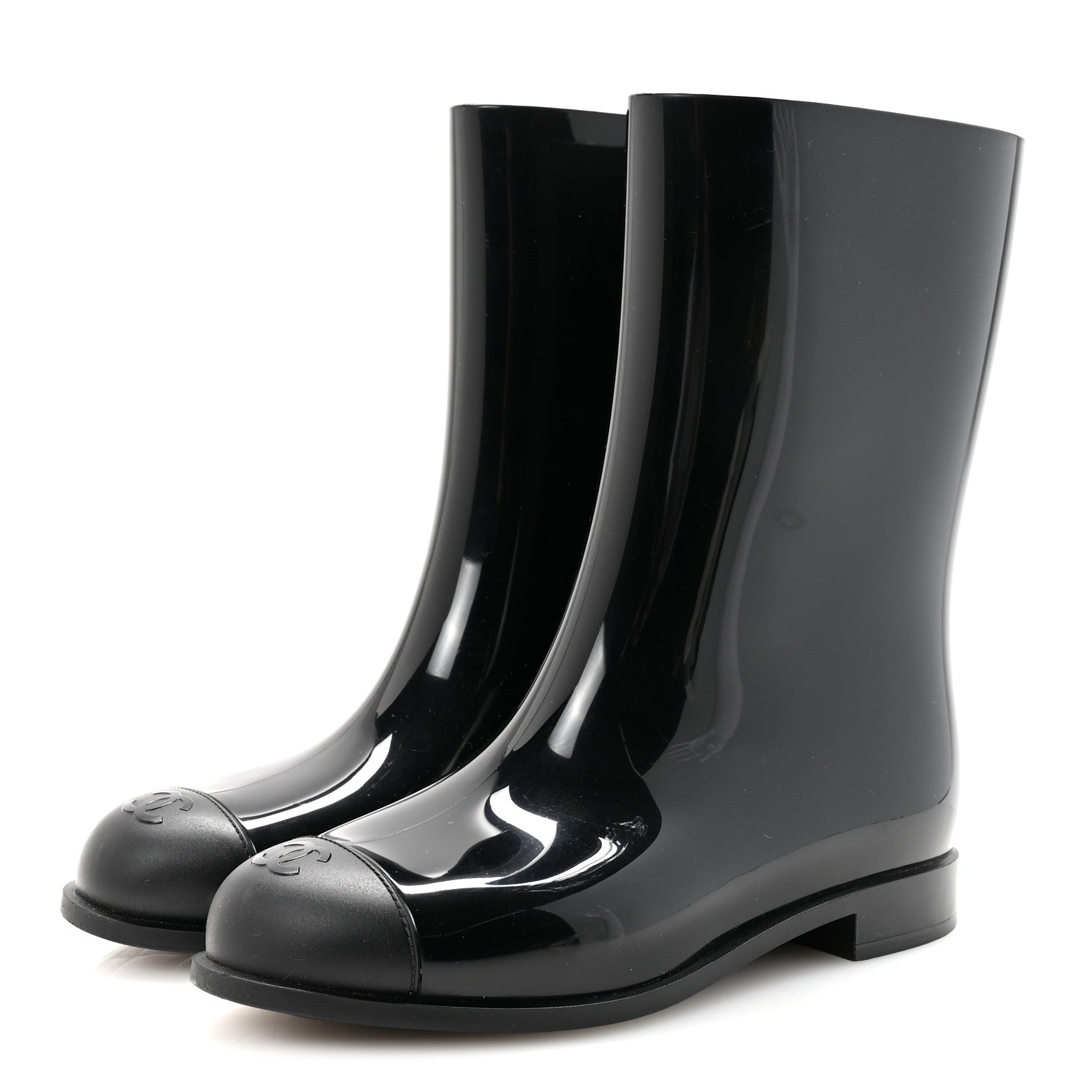 Chanel Rubber Rain Boots 36 Black 4 of 9