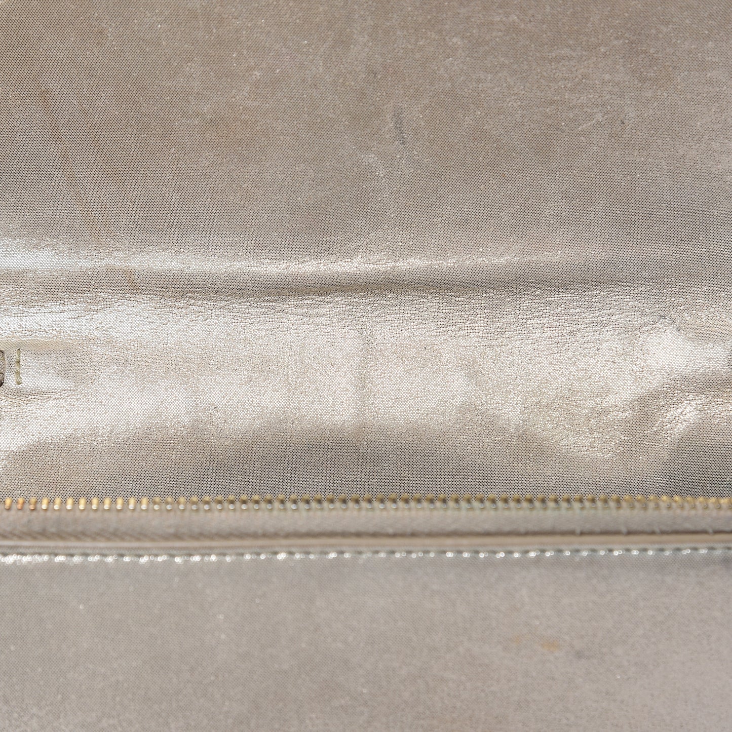Metallic Fabric Monogram Envelope Chain Wallet Champagne