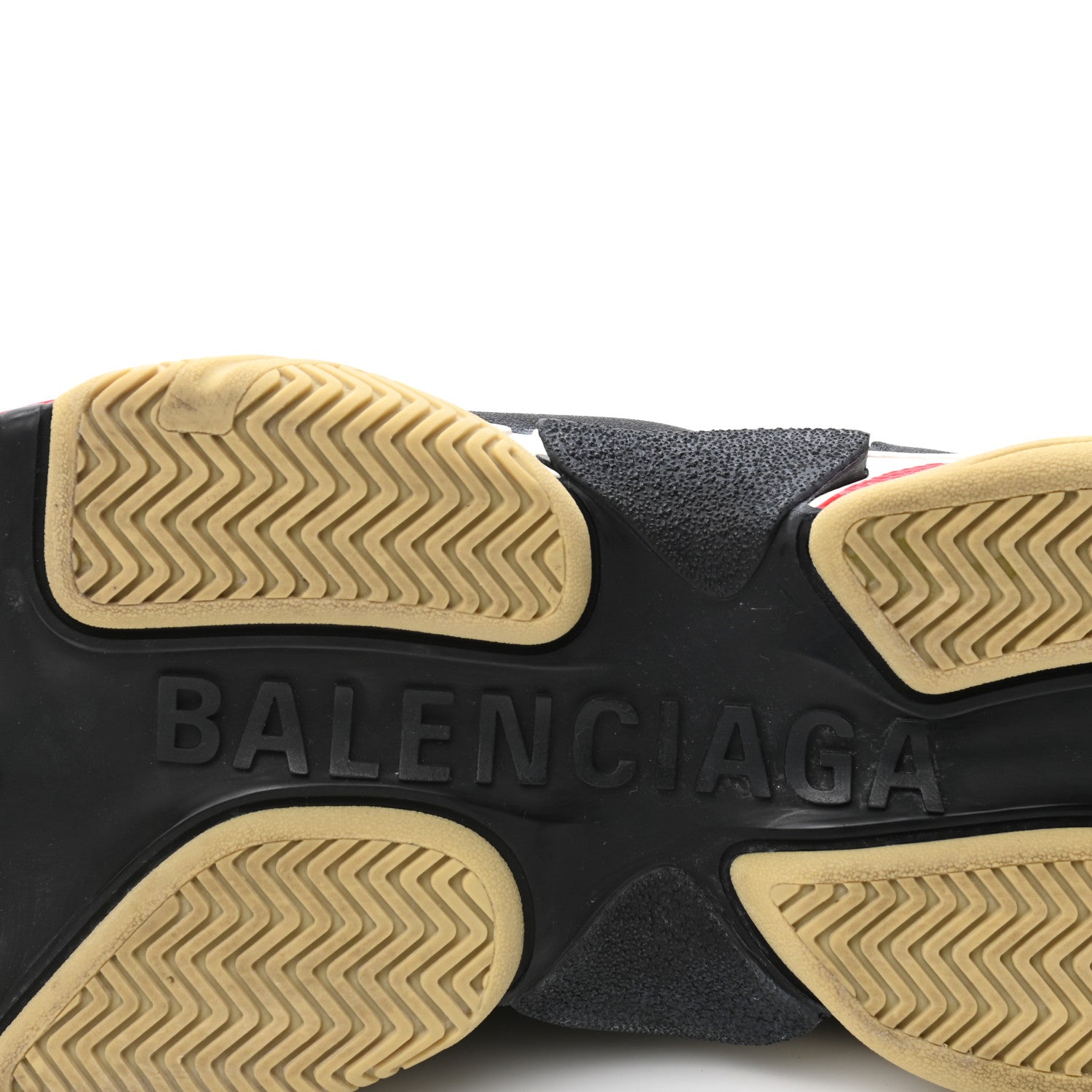 Balenciaga Fabric Mesh Washed Effect Mens Triple S Sneakers 41 Black Red 6 of 8