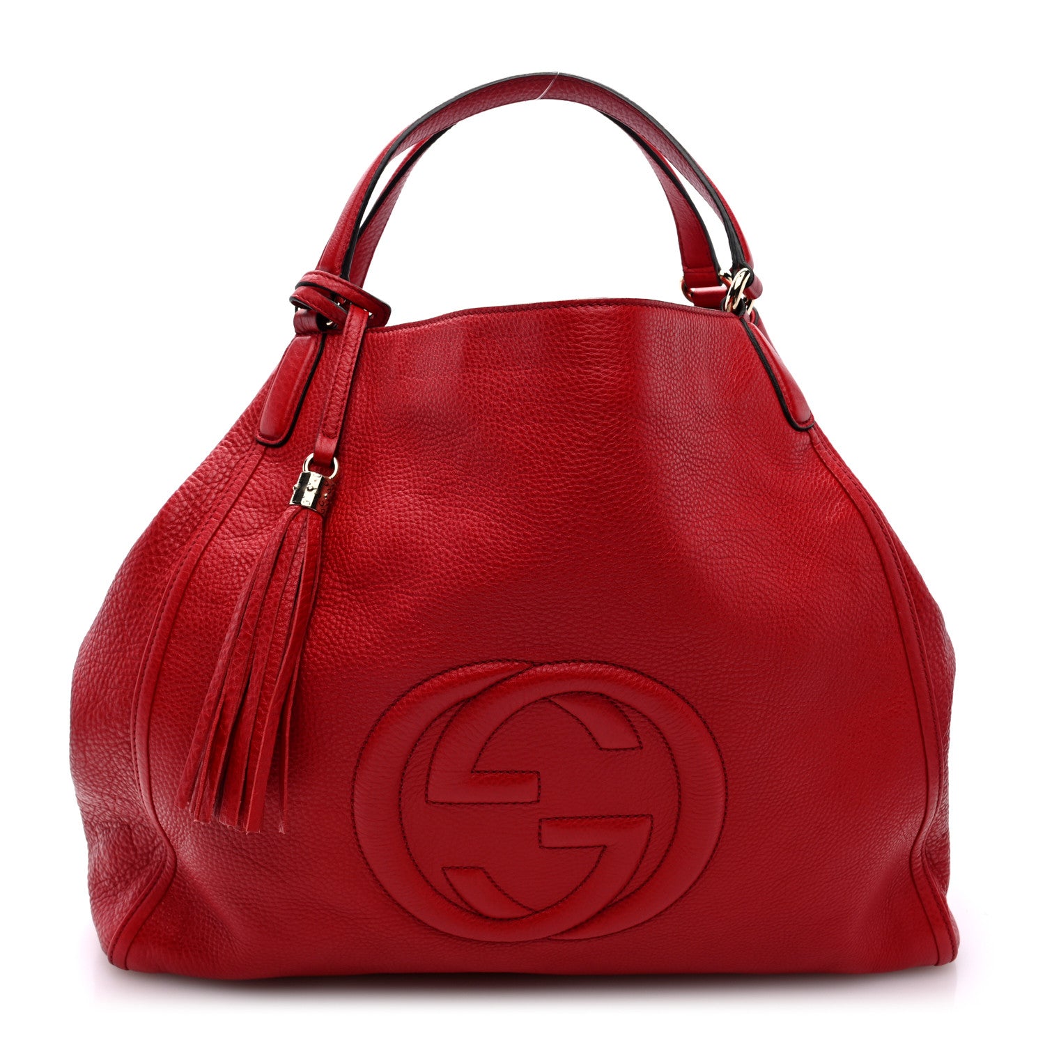 Gucci Pebbled Calfskin Large Soho Shoulder Bag Red 1 of 10