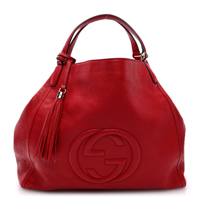 Gucci Pebbled Calfskin Large Soho Shoulder Bag Red 1 of 10
